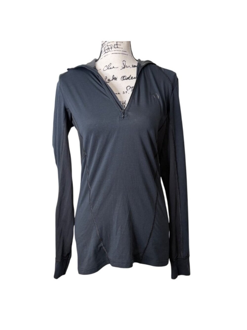 Kari Traa Womens Size M Base Layer 1/4 Zip Top Long Sleeve Hoodie Lightweight